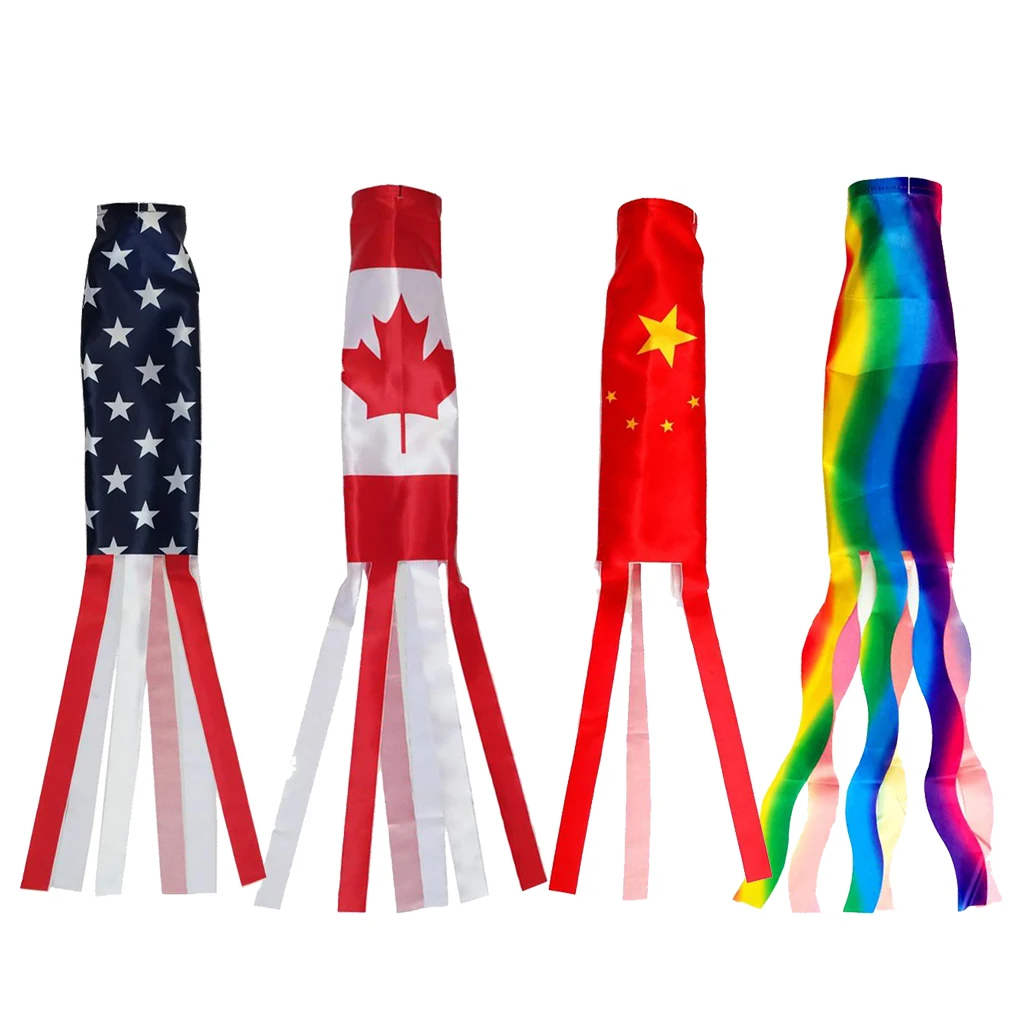 

Polyester fabric Flag Windsock Includes Hanging Ropes Patriotic Wind Sock