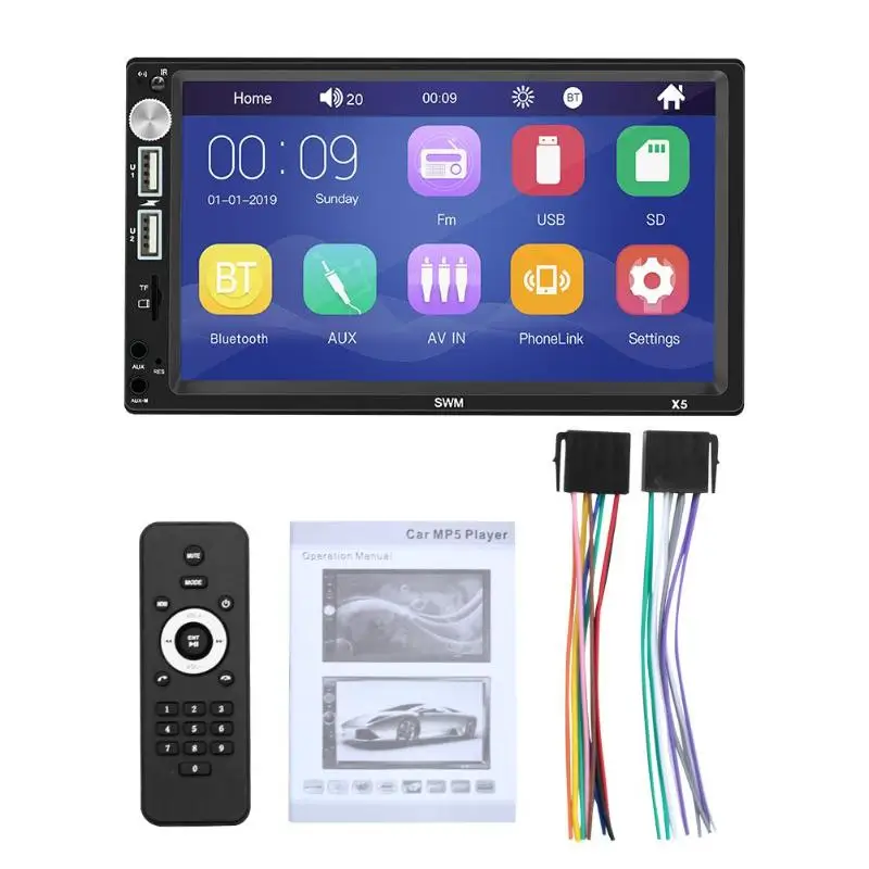 SWM X5 2 DIN 7 дюймов Bluetooth AUX RCA стерео MP4 MP5 плеер Видео FM радио приемник головное