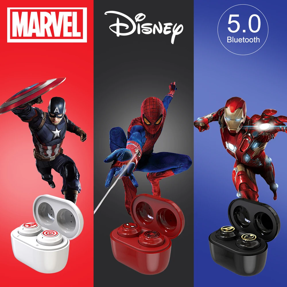 

Captain America Iron Man TWS Bluetooth Earphone Captain Marvel Wireless Headphones Spider Man Sports Waterproof Earbuds Headset