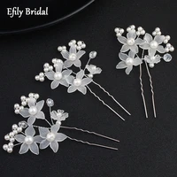 efily handmade wedding pearl hairpins women bridal hair accessories flower crystal hair jewelry bride headpiece bridesmaid gift