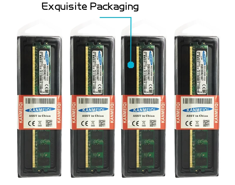 KANMEIQi Ram DDR2 2 ГБ 800 МГц PC2-6400U DIMM 4 Гб(2 ГБ* 2 шт) 667 МГц/5300 память для рабочего стола 240pin 1,8 в