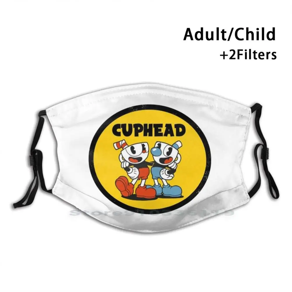 

Cuphead Brothers : Cuphead & Mugman Print Reusable Mask Pm2.5 Filter Face Mask Kids Cuphead Video Games Gaming Gamer Xbox Xbox