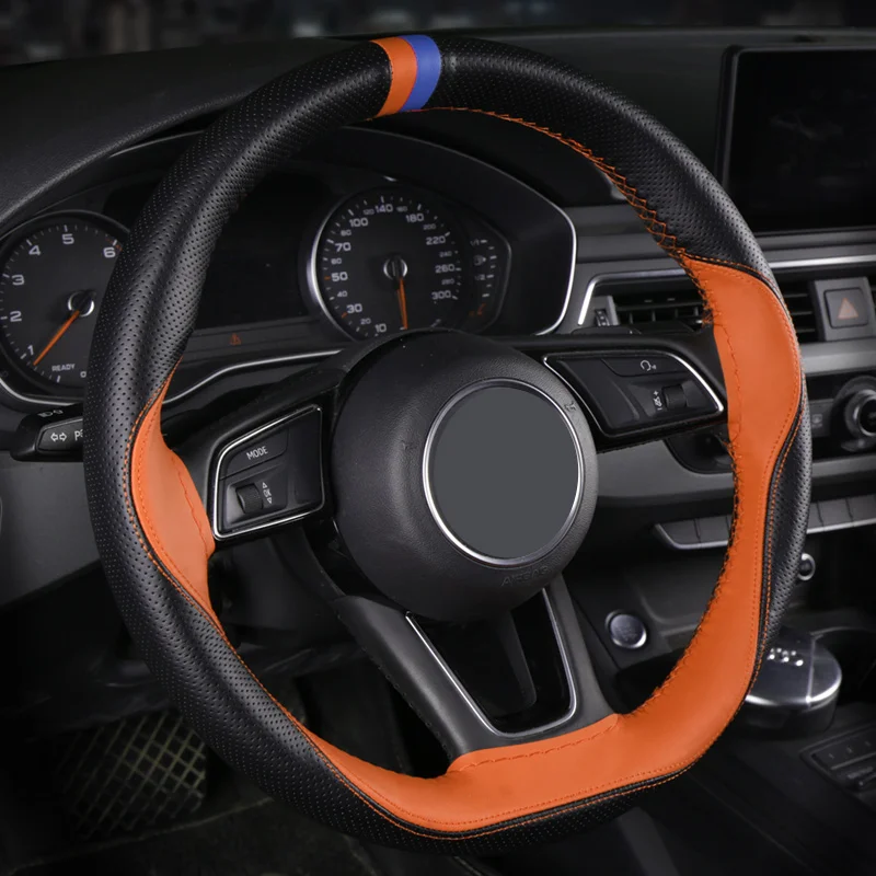 Сделай Сам сшитый вручную чехол рулевого колеса автомобиля кожа для Kia Rio Morning Stinger