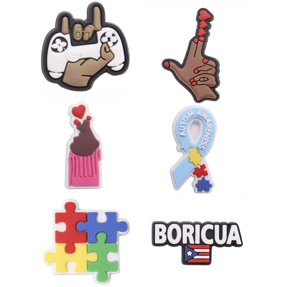 

Новое поступление 1 шт. звено пазл обуви шармы жест Любовь аксессуары ПВХ обуви пряжки подходит к браслетам подарок на день рождения