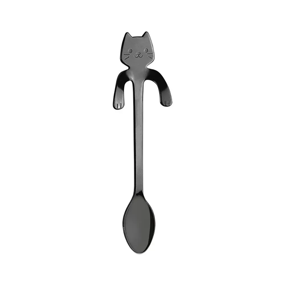 New Arrival Mini 304 Stainless Steel Cartoon Cat Spoon Long Handle Flatware Coffee Drinking Tools Kitchen Gadget | Дом и сад
