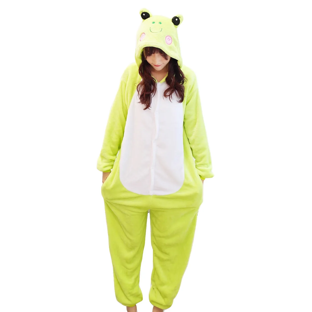 Kigurumi Frog Pajama Adult Animal Onesie Women Men Couple Anime Winter Pajamas Suit Sleepwear Flannel Pijamas