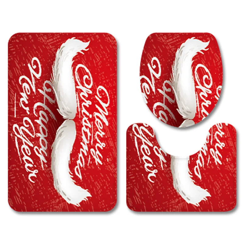 Модный Рождественский красный набор ковров для ванной комнаты фланелевый