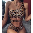 Сексуальный леопардовый Цельный купальник на одно плечо, женская одежда для плавания, Женский монокини с высокой талией, купальный костюм, купальный костюм, купальник, боди