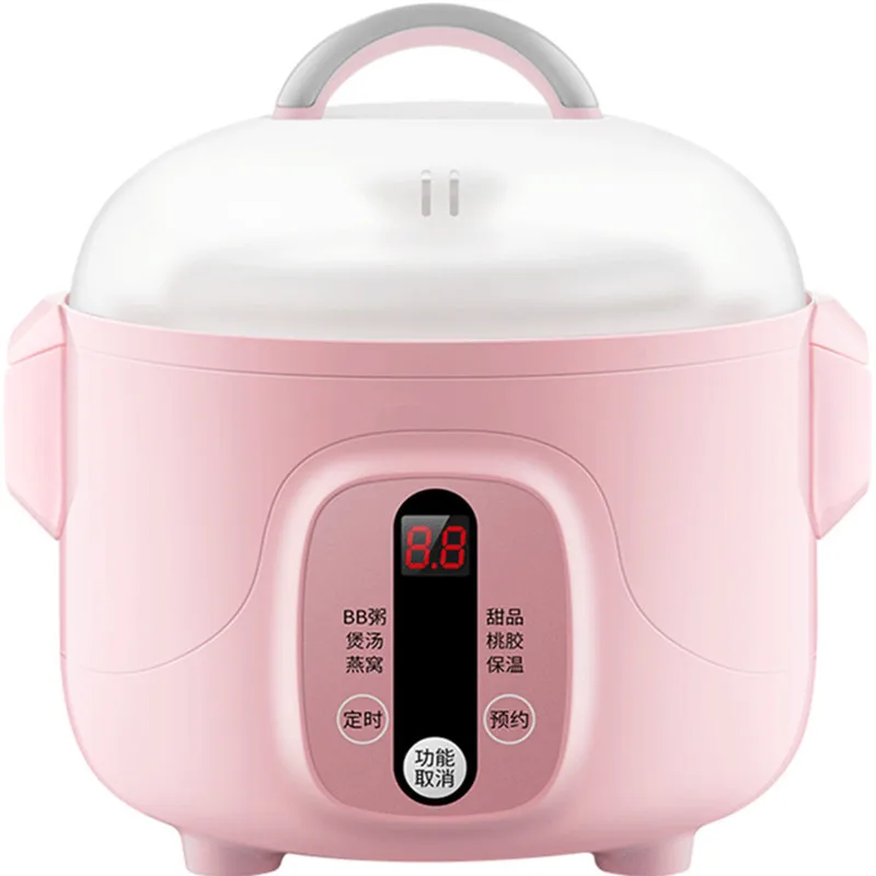 

220V 700ML Household Mini Electric Stewing Pot Ceramic Baby Porridge Dessert Slow Stewer Multi Cooker
