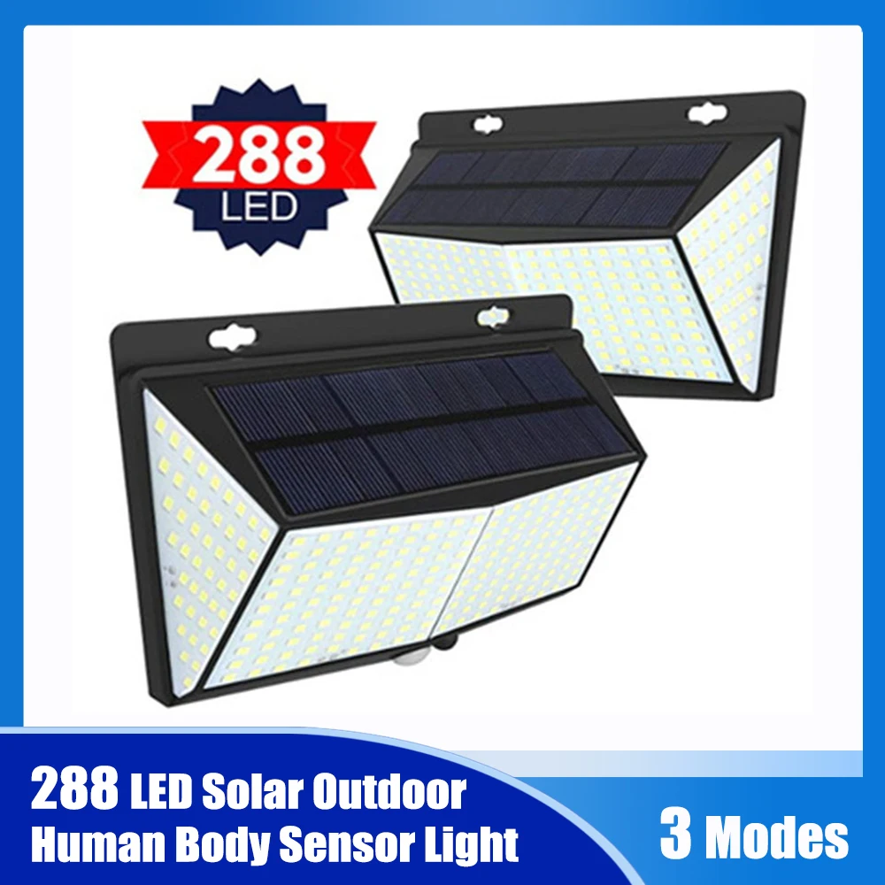 288/100 светодиодный солнечный светильник человеческого тела Сенсор IP65 открытый