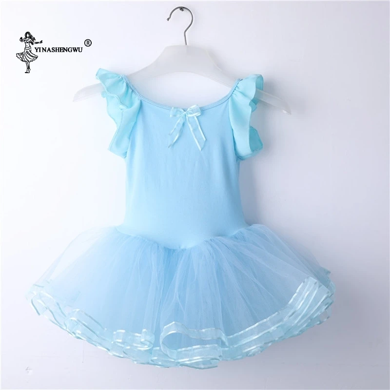 

Girls Dance Tutu Dress Ballet Dress Short Sleeve Ballet Clothing Dance Wear With Bowknot Pure Cotton Skirts High Quality Dress