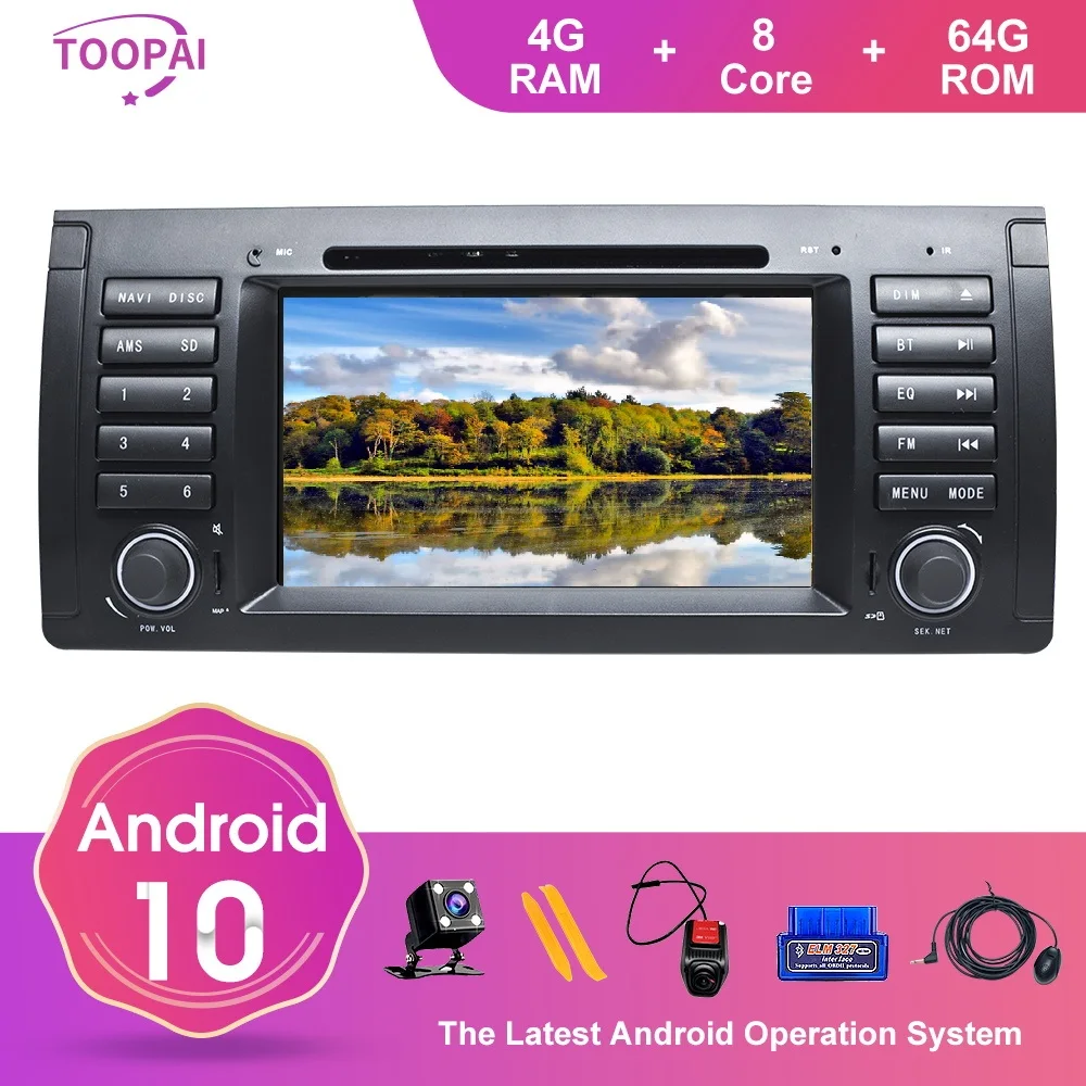 Автомагнитола TOOPAI на Android 10 для BMW 5 E39 X5 E53 7 E38 M5 1996-2001 стерео головное устройство DVD