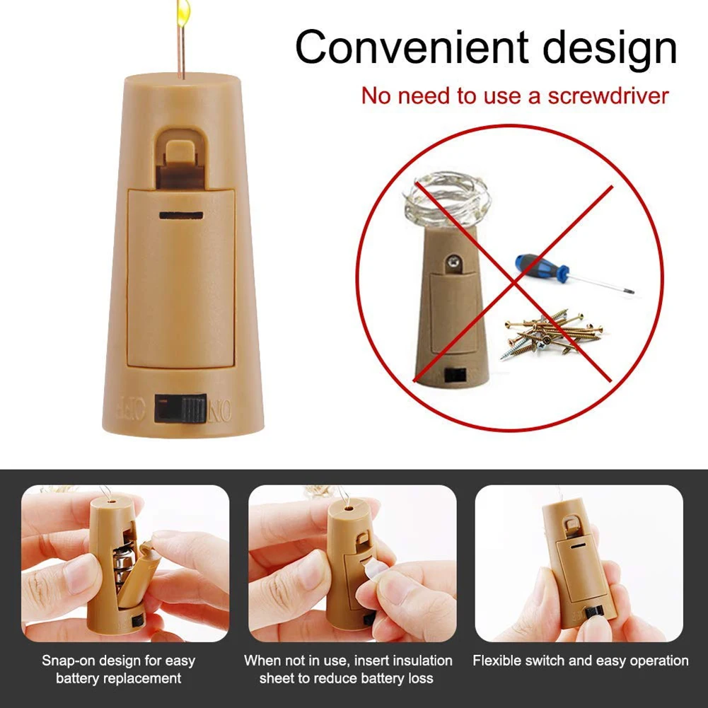 20LED светильники в форме винных бутылок на батарейках пробки для вечерние