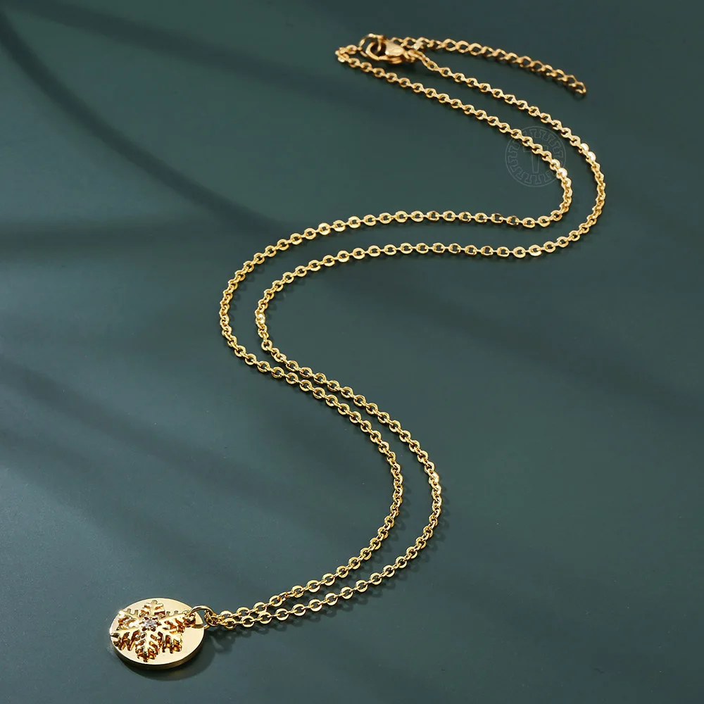 

2mm Necklace Stainless Steel Snowflake Pendant Rolo Cable Chain for Women Girls Name Engraving Charm link Gift DDN166