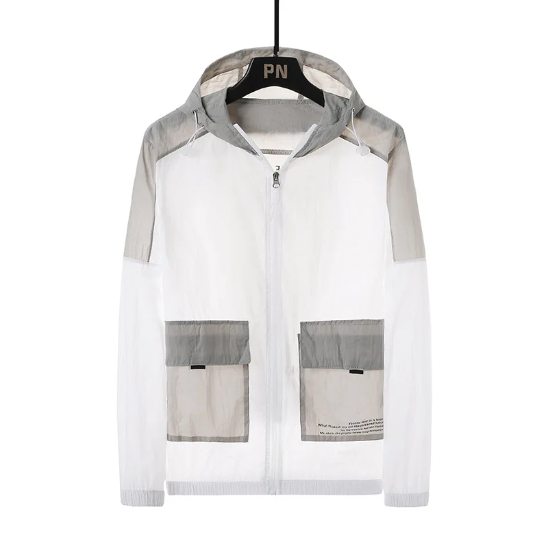 

New Fashion Men's Summer Outdoor Thin Hooded Jacket Mens Breathable Large-Size Jacket Sunscreen Hoodie Shirts Sunscreen Clothing