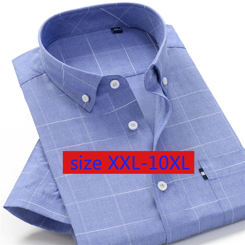 Рубашка мужская с длинным рукавом Свободная блуза в клетку из хлопка большие