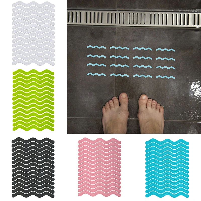

Waterproof S Shaped Safety Strips Practical Bathroom Non Slip Tape 12/24pcs Self-Adhesive Anti Slip Strips Shower Stickers