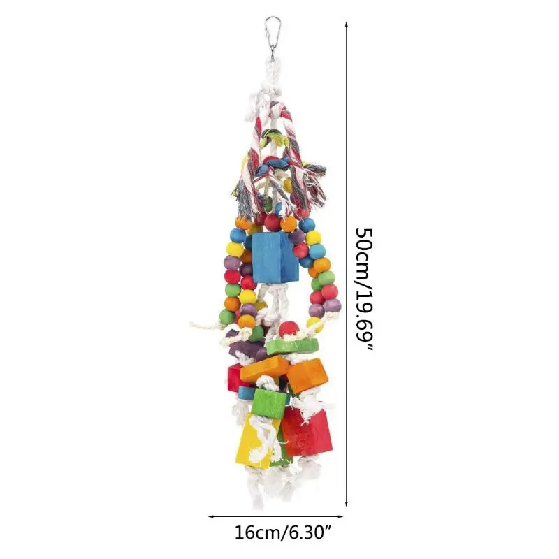 Птица попугай игрушка для жевания деревянный кулон качели шнурок игрушки