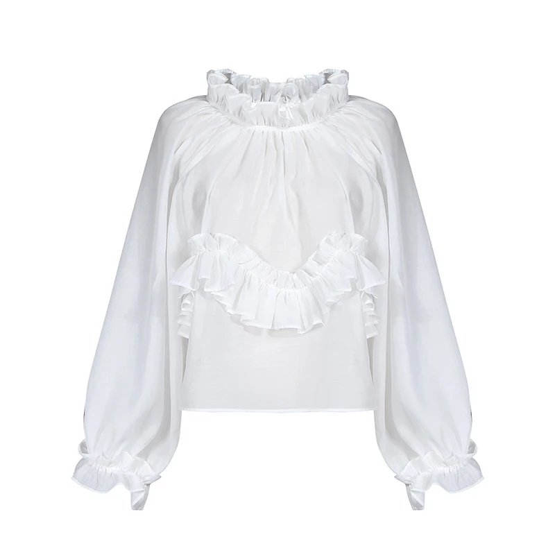 TWOTWINSTYLE женская рубашка с оборками в стиле пэчворк со стоячим воротником и