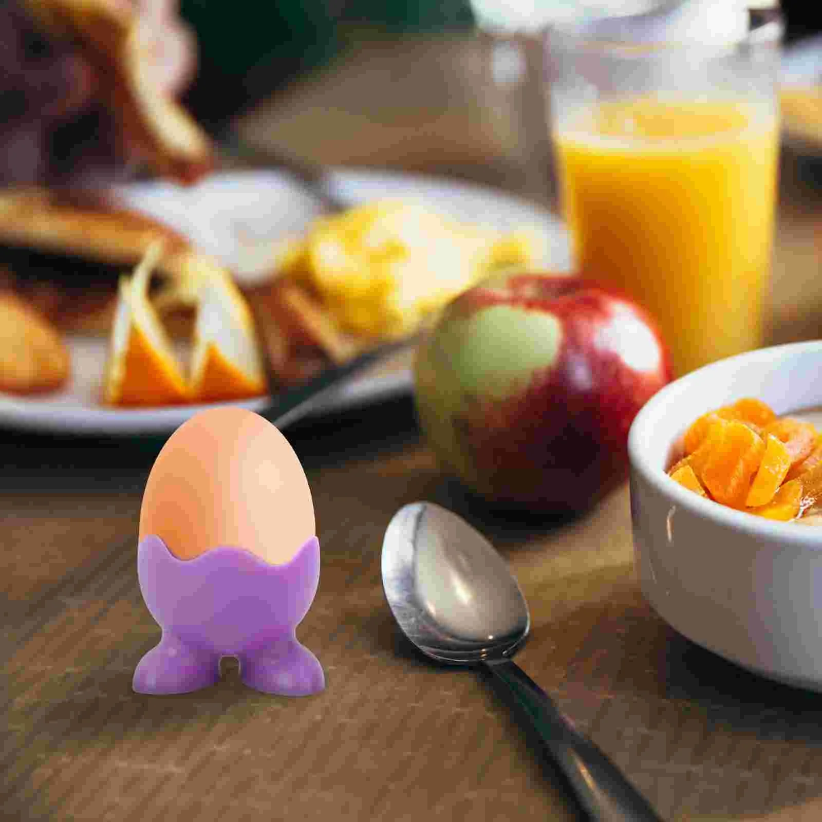 5Pcs Silicone Egg Cup Holders Boiled Serving Cups (Random Color) | Tools