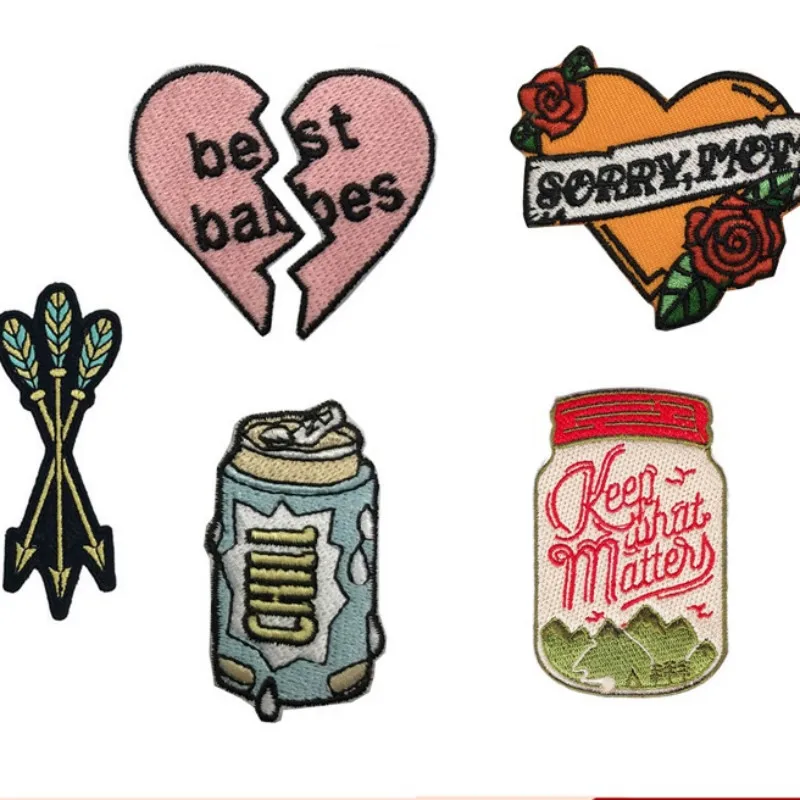 

20 шт./лот нашивка с вышивкой любовь сердце роза извините стрелка охлаждение письмо украшение одежды Швейные аксессуары рукоделие сделай са...