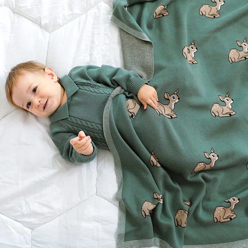 S Knitted Newborn Boys Girls Cotton Swaddle Wrap Quilts Infa
