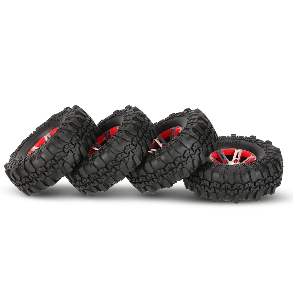 Red 4 шт. AX-4020A 1,9 дюймов 110 мм 1/10 Рок Гусеничный шины с сплав Beadlock обод колеса для D90 SCX10 AXAIL RC4WD TF2 RC автомобиль - Цвет: Red