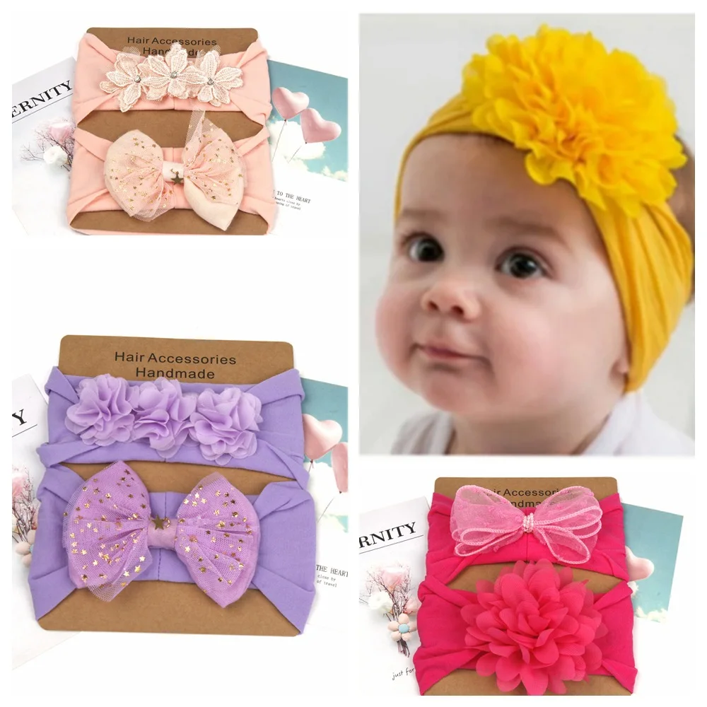 

2 шт., широкий нейлоновый бант для волос