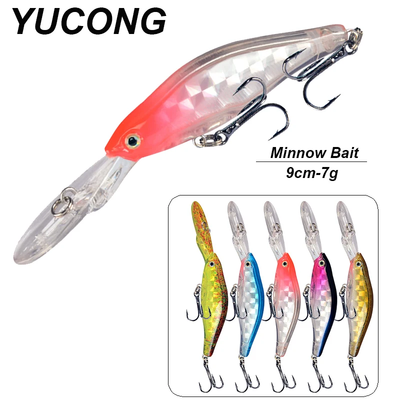 

YUCONG 5Pcs/lot Laser Wobblers Minnow 9cm-7g Sinking Fishing Lures Crankbait Hard Baits Jerkbait Artificial Swimbaits Pesca Isca