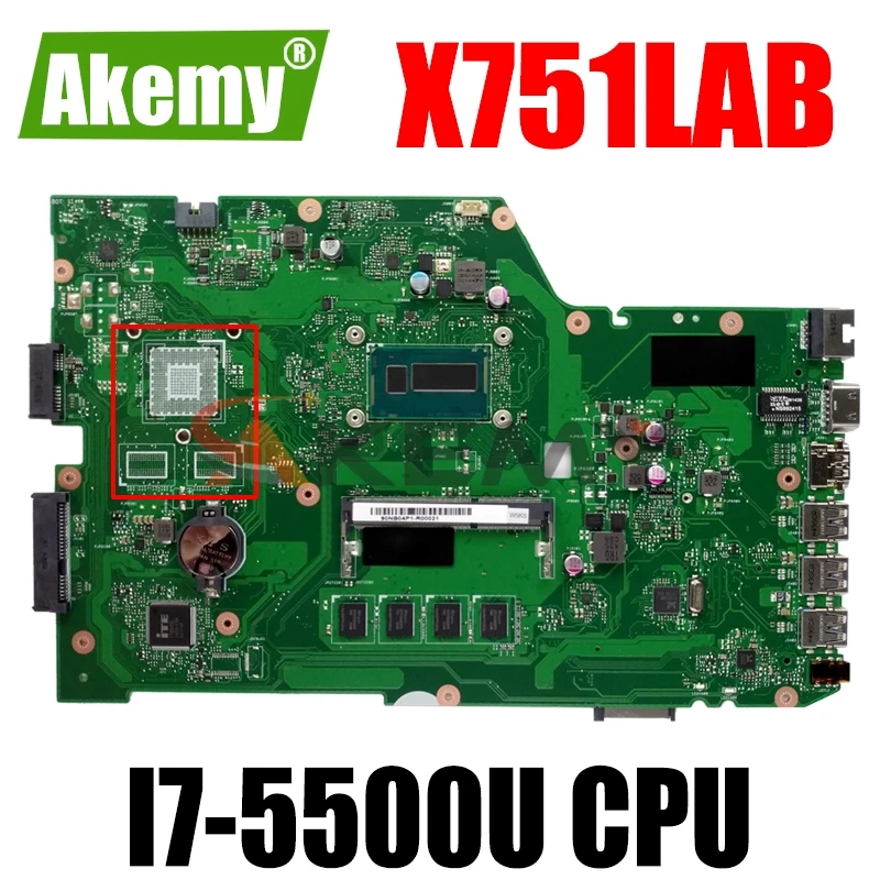 

Материнская плата X751LAB MAIN_BD._ 4G/I7-5500U REV 2,5 для Asus X751L X751LAB R752L R752LD R752LN X751LD X751LJ DDR3 Материнская плата для ноутбука