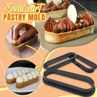 3 pcs set oval tart ring pastry mold cutter decorating tool french dessert diy cake mold perforated ring non stick bakeware