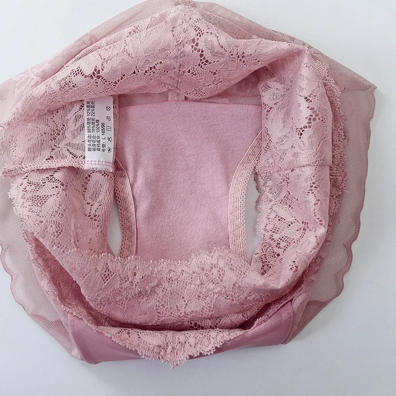 

Women Sexy High-Waist Hollow Lace Underwear High Elasticity Thin Breathable Panties Transparent Seamless Plus Size Underpants