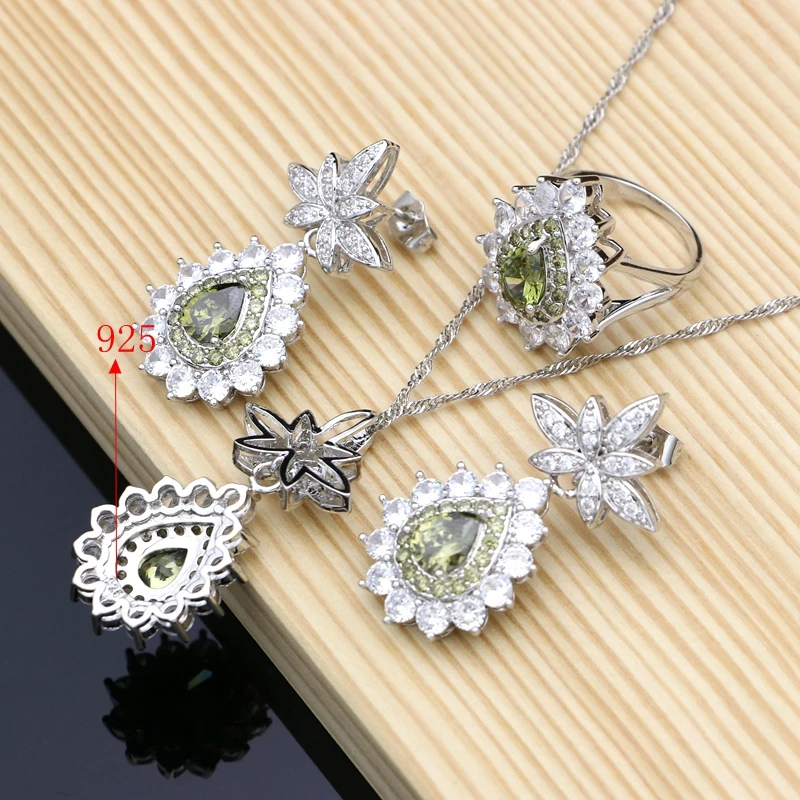 Дропшиппинг серебро 925 комплекты ювелирных украшений цвет оливковый зеленый