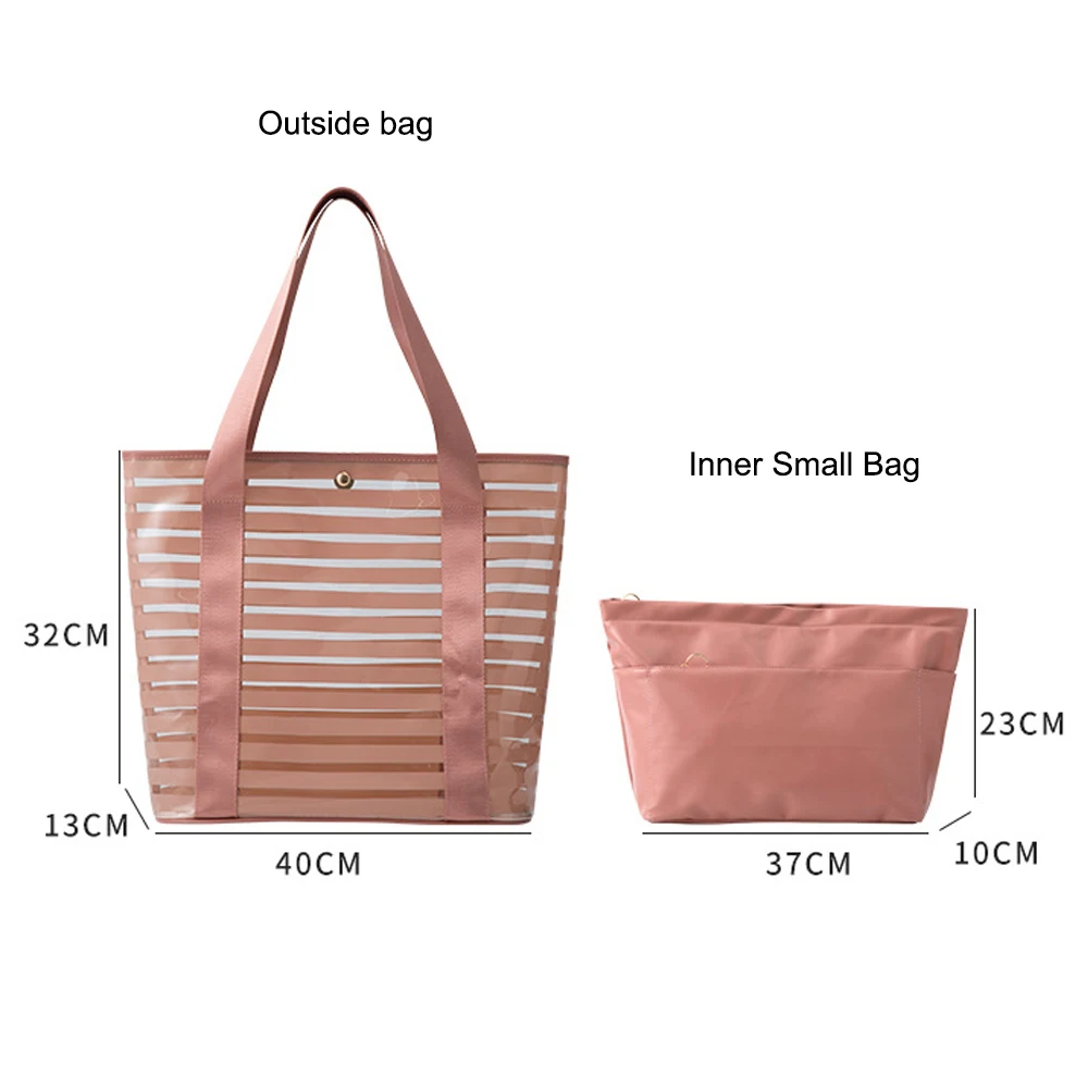 2PCS/SET PVC Swimming Bag Gym Tote Transparent Handbags Clear Beach Pool Swim Storage Bags For Women Tavel Waterproof Bag XA232A