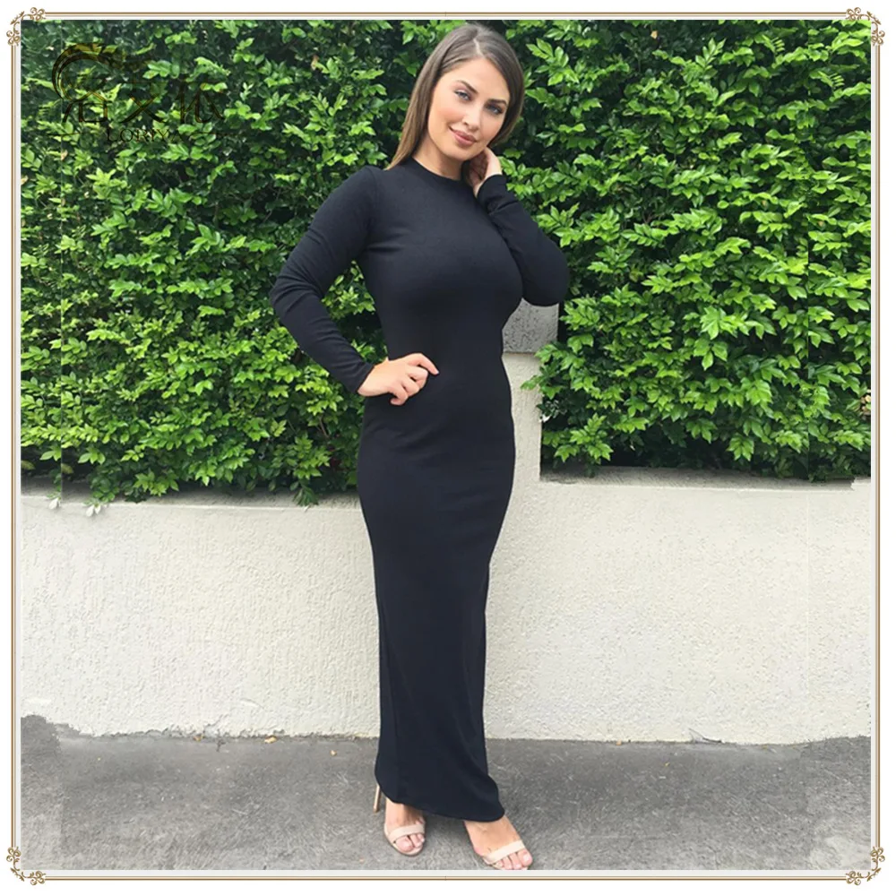 

New Abayas For Women Hijab Dress Muslim Solid Kaftan Middle East Islamic Bottoming Slim Long Dresses Femme Arabic Vestidos