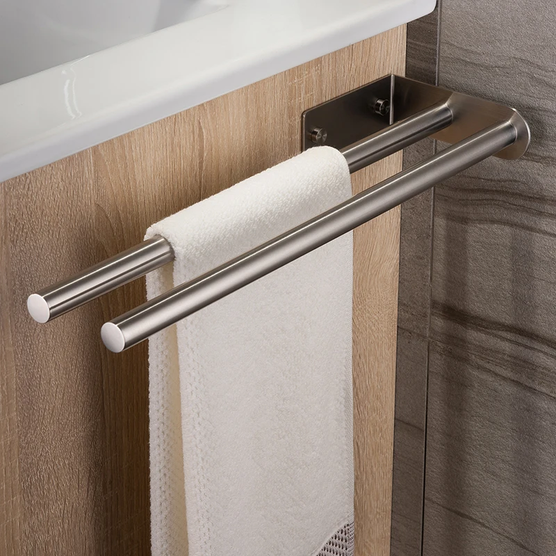 

ZUNTO Towel Holder 40 cm Double Arm Towel Rail Stainless Steel Brushed Bath Towel Rack Wall Mounted Towel Hanger Bathroom Brief