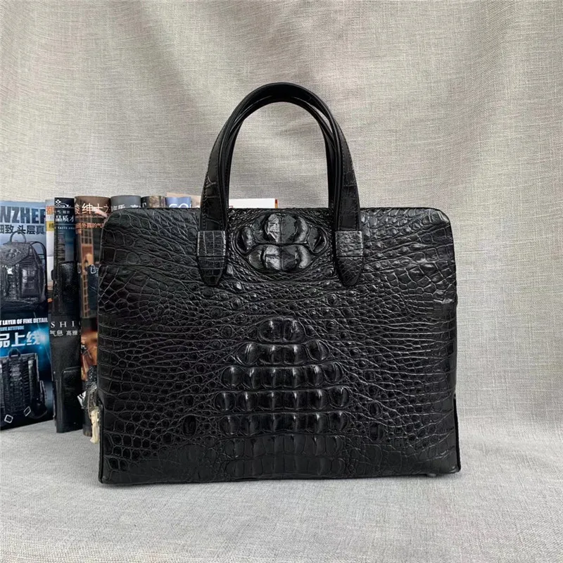 

Authentic Real Crocodile Skin Password Coded Businessmen Briefcase Laptop Bag Genuine Alligator Leather Male Top-handle Handbag