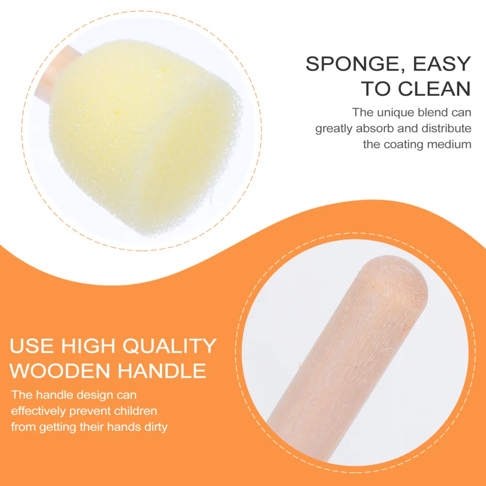 

20Pcs Round Paint Sponge Brushes Set Wooden Handle Sponge Brush Paint Tools