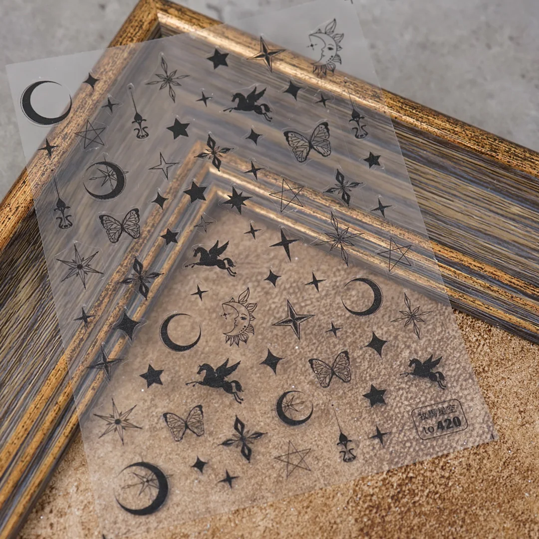 Наклейки с Луной круглые высококачественные 3d наклейки для ногтей гравировкой