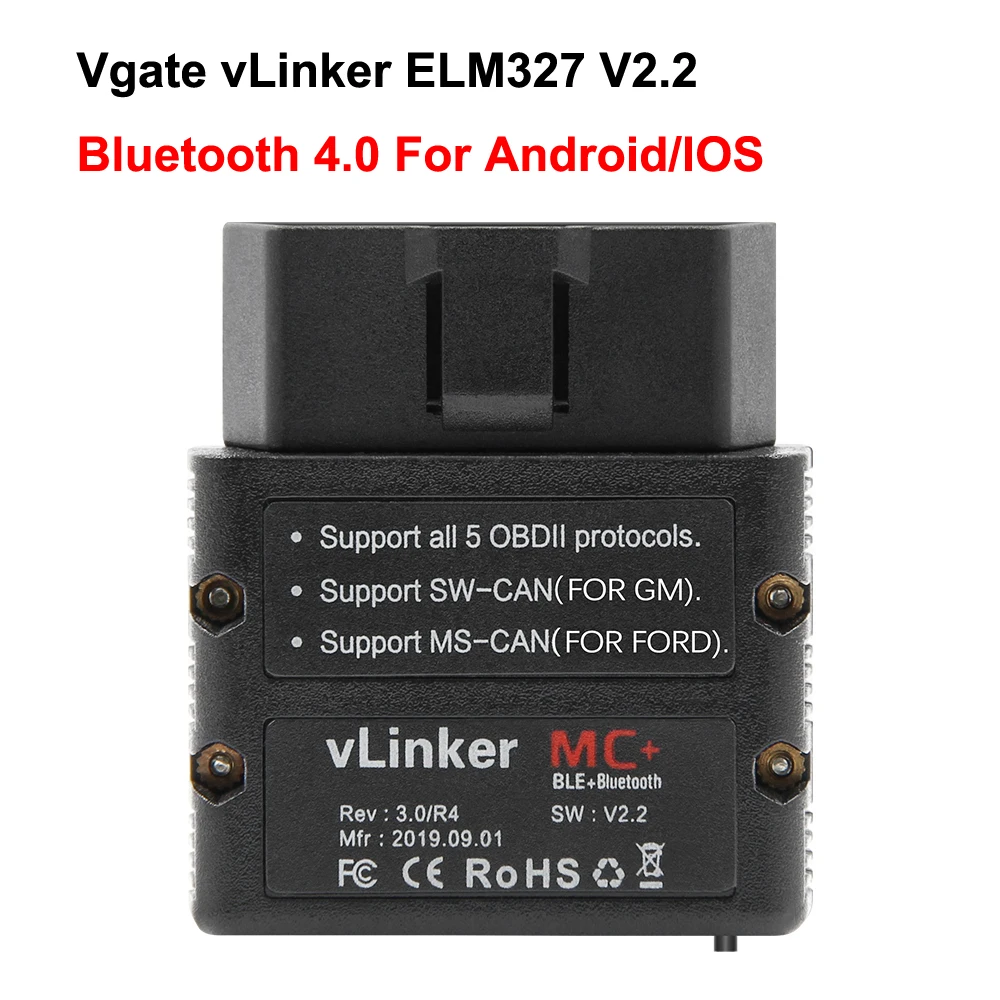 Vgate VLinker MC + подставка для рисунков мольберт из 327 V2.2 Bluetooth 4 0 ELM327 Android/IOS сканер OBD2