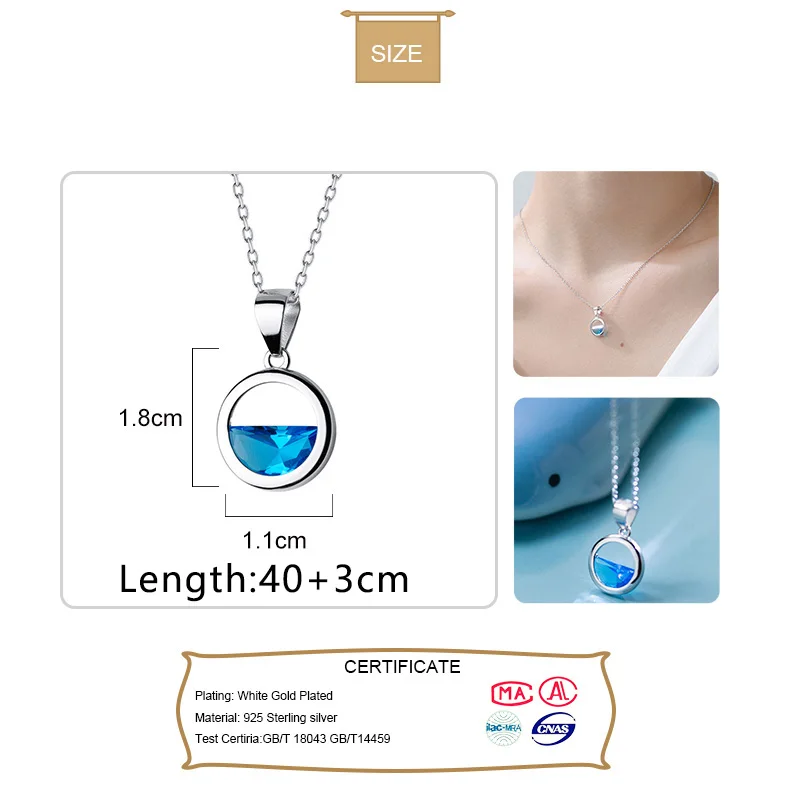 Trustdavis серебро 925 пробы полый круглый кристалл кулон короткая цепочка на ключицы