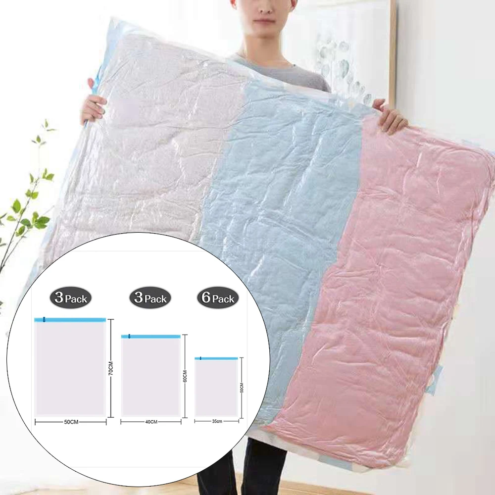 12Pcs/set PA + PE Travel Compression Vacuum Storage Space Saving Bags Saver Vacum Bag Durable | Дом и сад