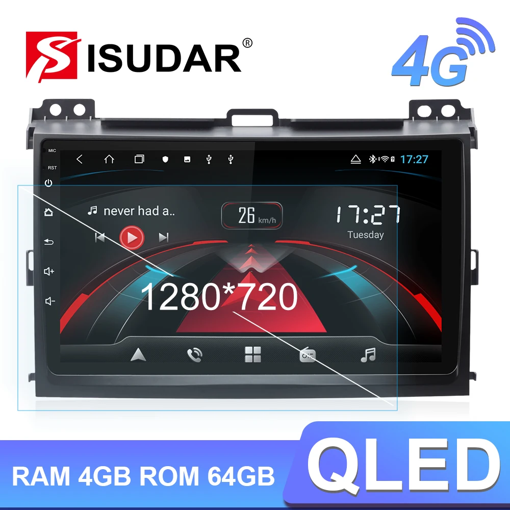 Автомагнитола Isudar H53 мультимедийный видеорегистратор с 4G Android 1 Din для Toyota/Prado 120 2004