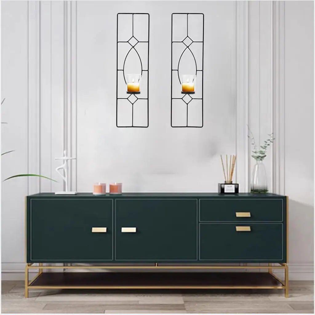 

Настенный подсвечник в европейском стиле, 2 шт., металлическое черное настенное украшение для гостиной, ванной комнаты, столовой