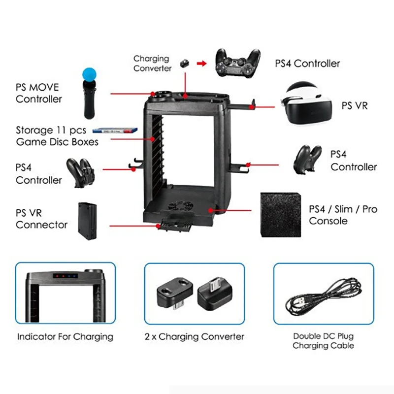 Вертикальный охлаждающий вентилятор для PS4 Pro Slim V S аксессуары витрины |