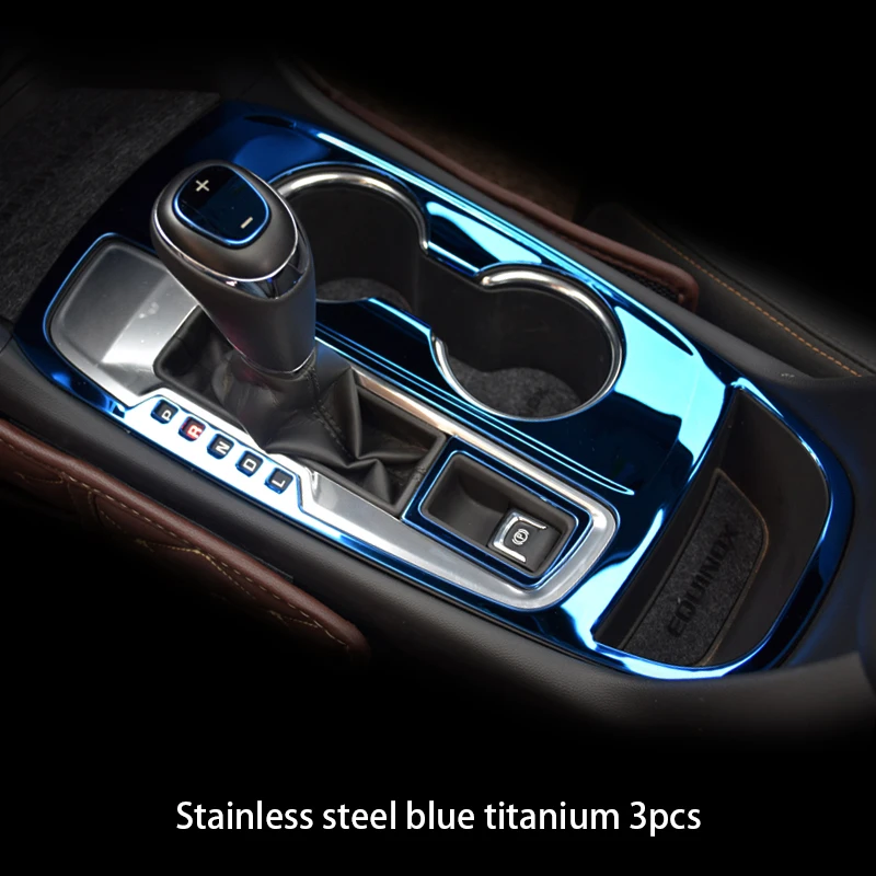 stainless blue 3pcs Внутренняя модификация Специальная нержавеющая сталь центральный контроль переключения передач для Chevrolet Equinox - Цвет: stainless blue 3pcs