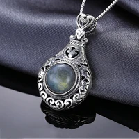 12ct round cabochon created opal carving heart pendant necklace 925 sterling silver jewelry for women elegant jewelry gift