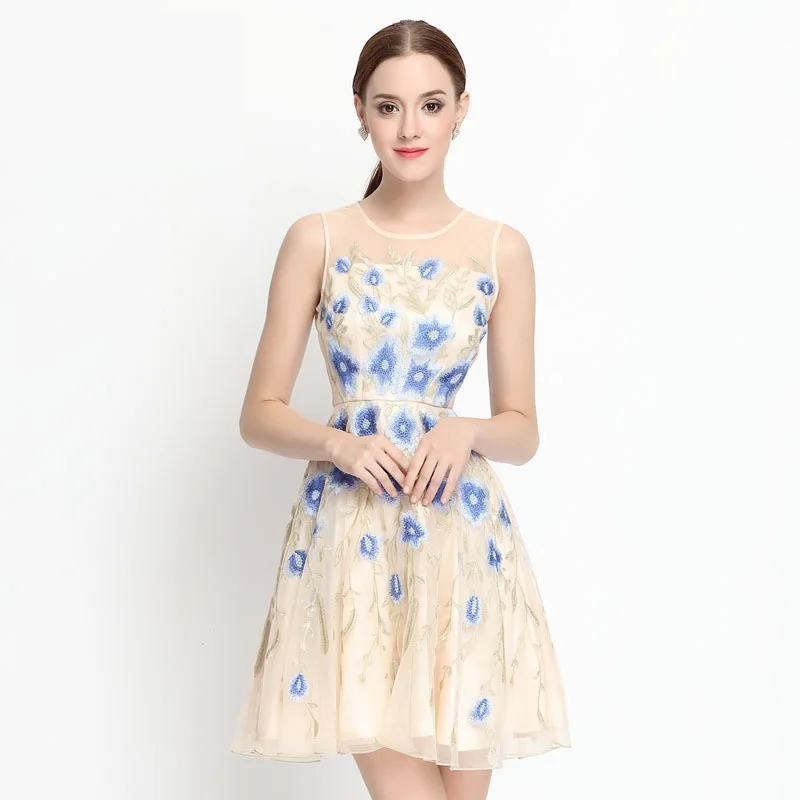 mini hot sale dresses new spring Autumn Party dress Elegant fashion plus size Embroidery women Clothing XXXL flowers dress