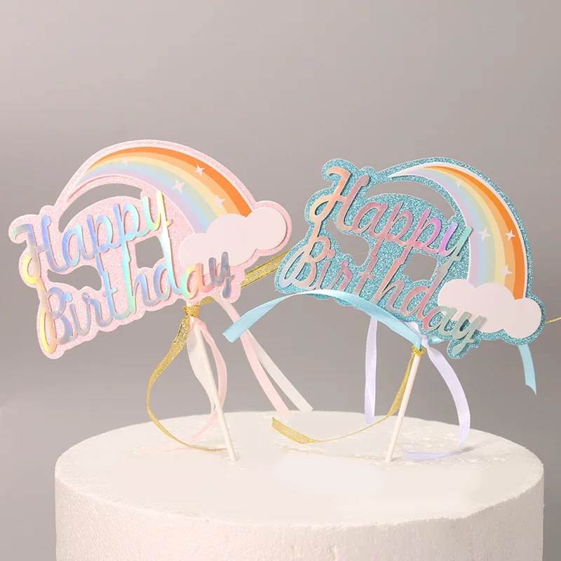 Счастливая фотография радуга облака кисточка красочный воздушный шар кекс