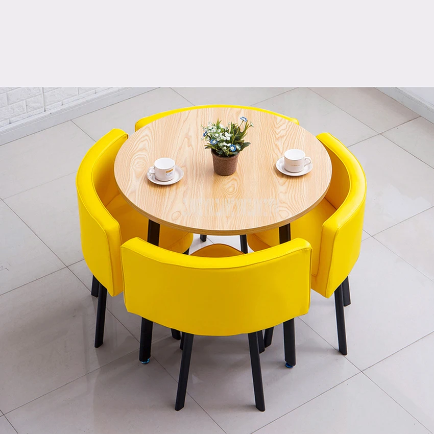 Кофейный столик 80 см/70 см на четыре человека со стулом комбинированный стол для